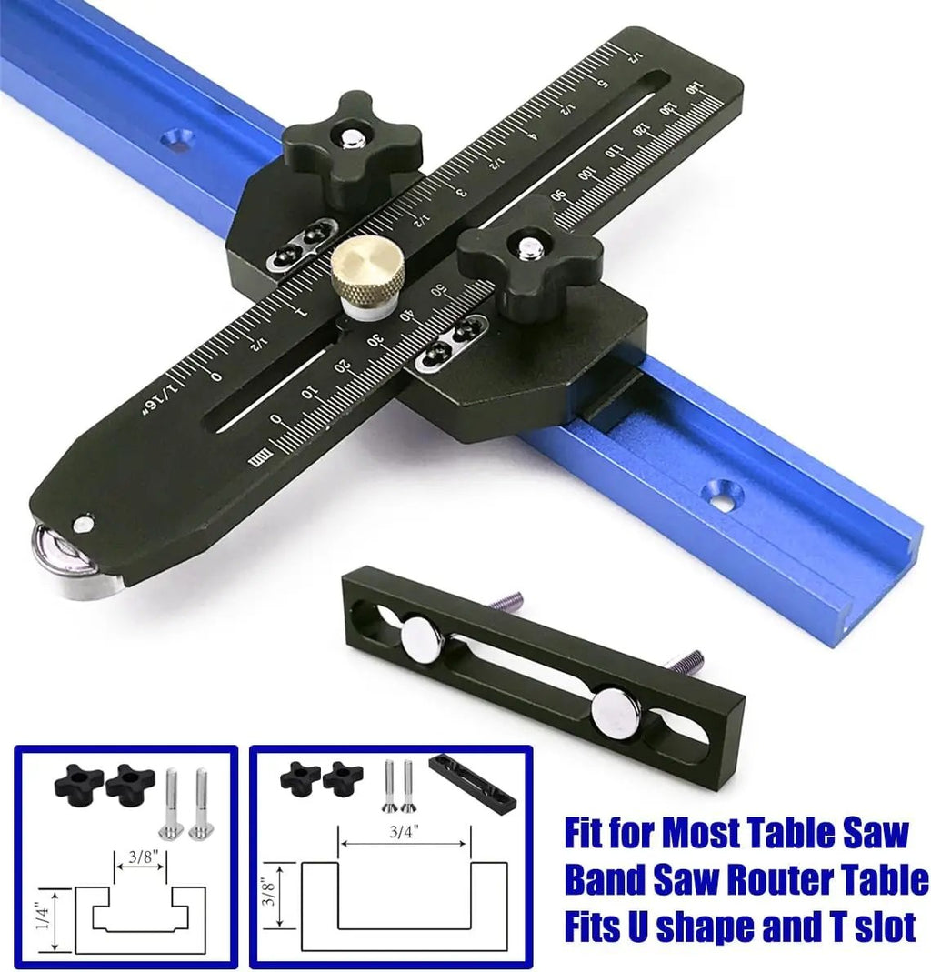 Fast Thin Ripping Guide for Table Saw, Precise Repetitive Narrow Cuts, Adjustable Thin Rip Jig Fits 3/4" x 3/8" T-Track & Miter Slot, Band Saw & Router Table Compatible