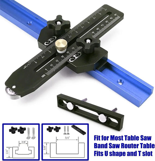 Fast Thin Ripping Guide for Table Saw, Precise Repetitive Narrow Cuts, Adjustable Thin Rip Jig Fits 3/4" x 3/8" T-Track & Miter Slot, Band Saw & Router Table Compatible